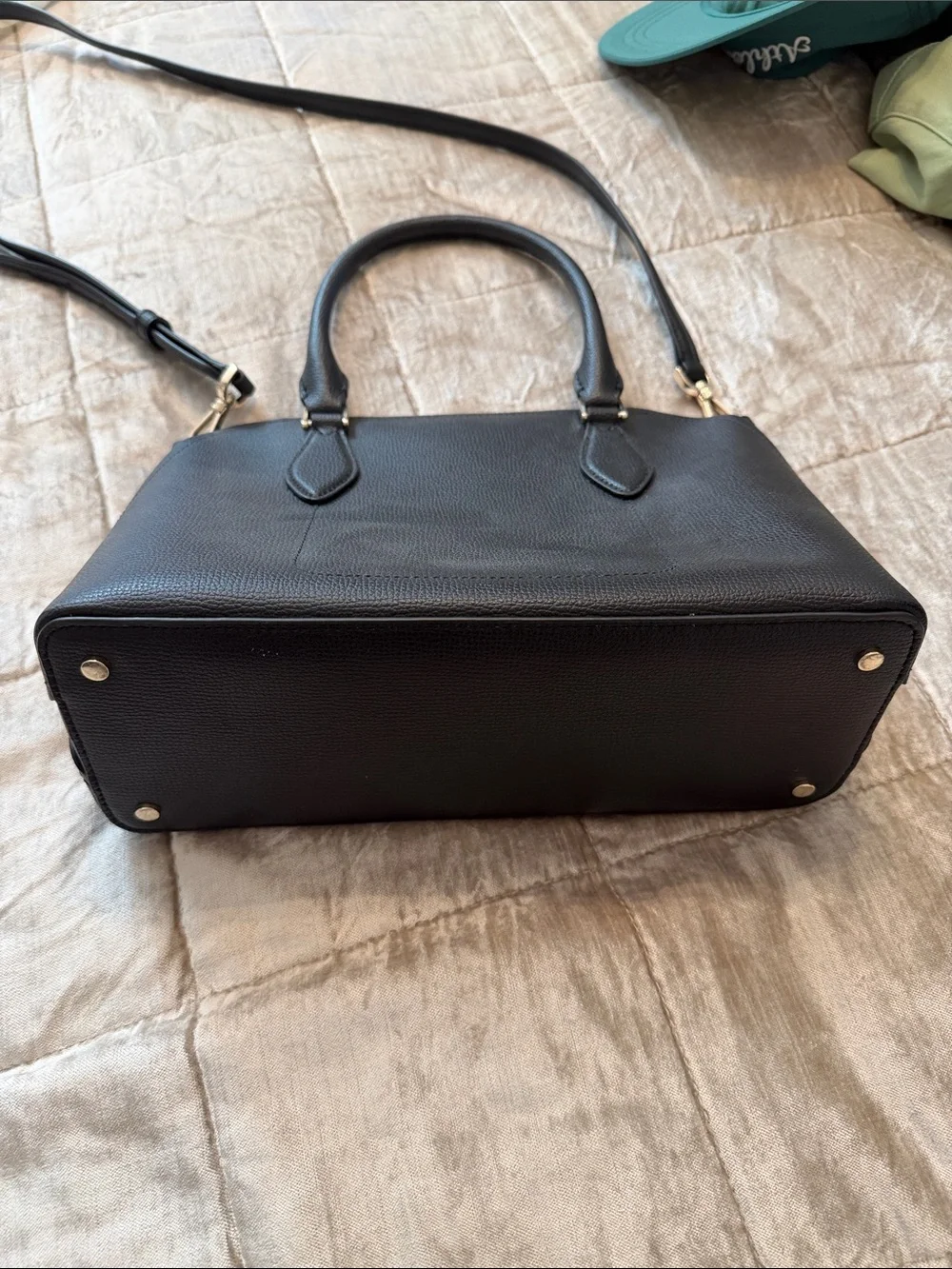Kate Spade Darcy Small Black Pebbled Leather Satchel Gold Hardware Crossbody